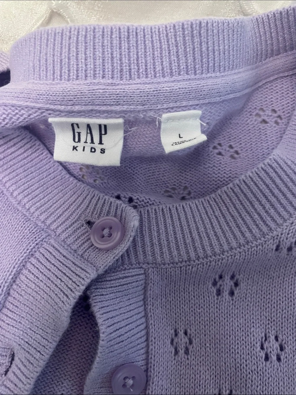 GAP Lilac Pointelle Button-Front Cardigan